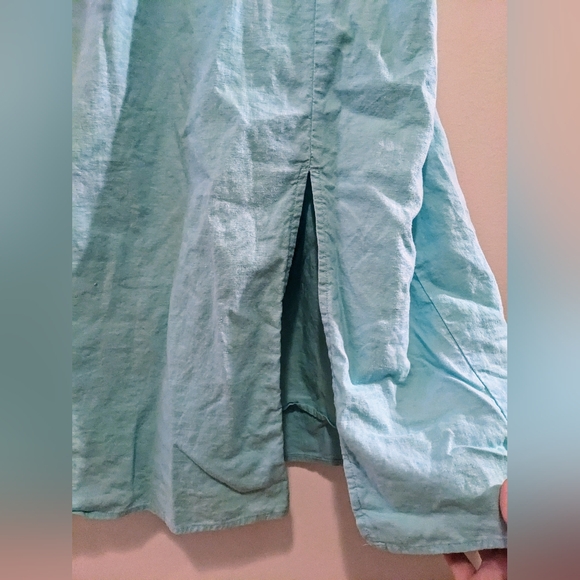J. Crew Linen Blend Midi Slip Dress Sunwashed Mint sz 8 - Picture 4 of 13